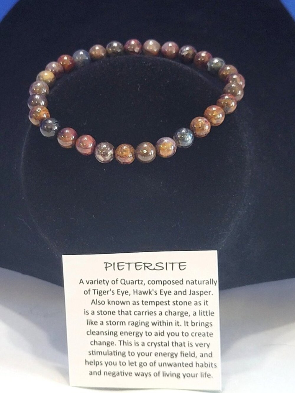 Vintage Natural Pietersite Tempest Beaded Bracelet for Spiritual Cleansing